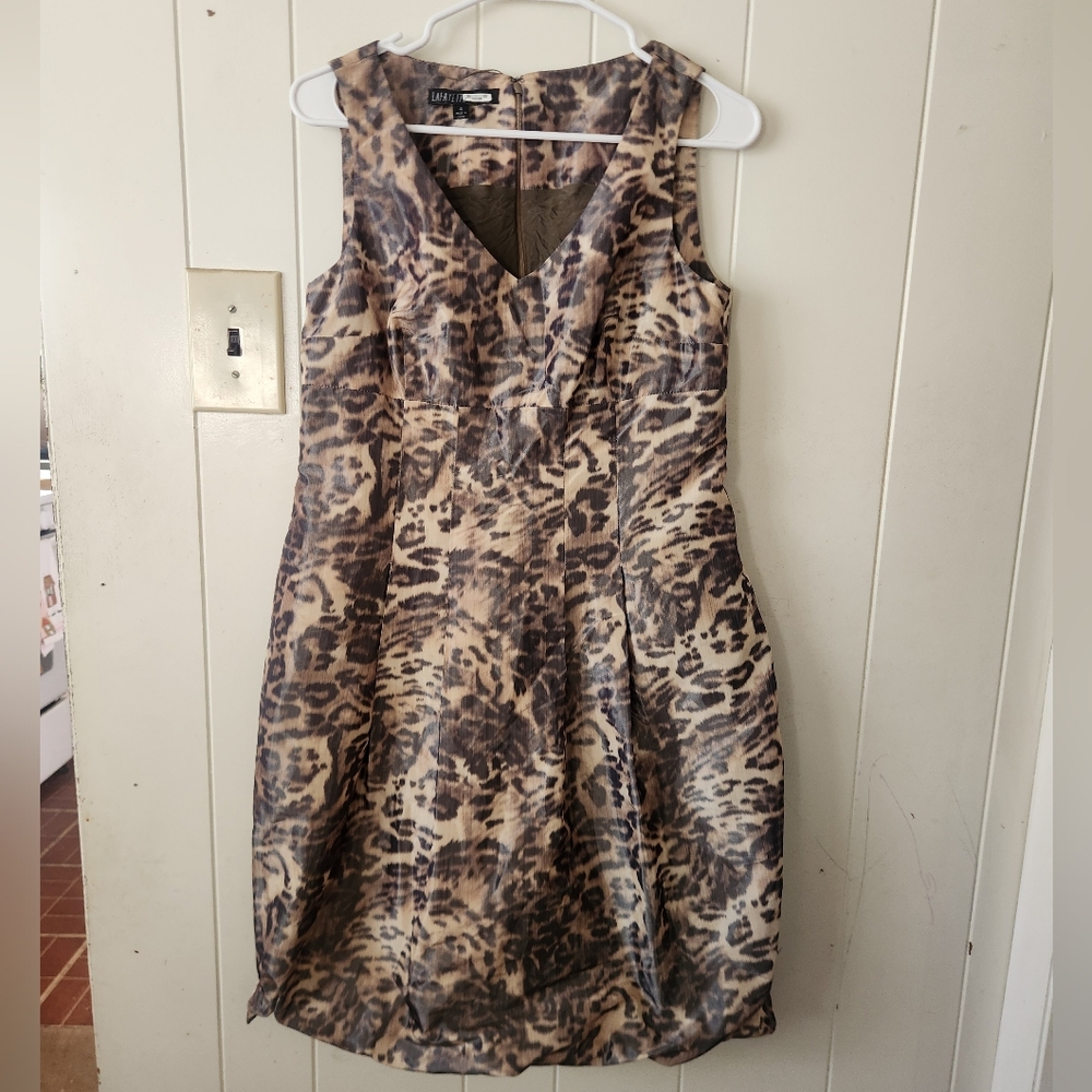 Lafayette 148 New York Animal Print Midi Dress